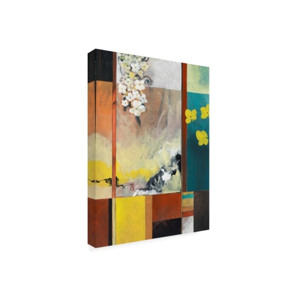 Pablo Esteban 'Yellow And White Floral Abstract' Canvas Art,14x19
